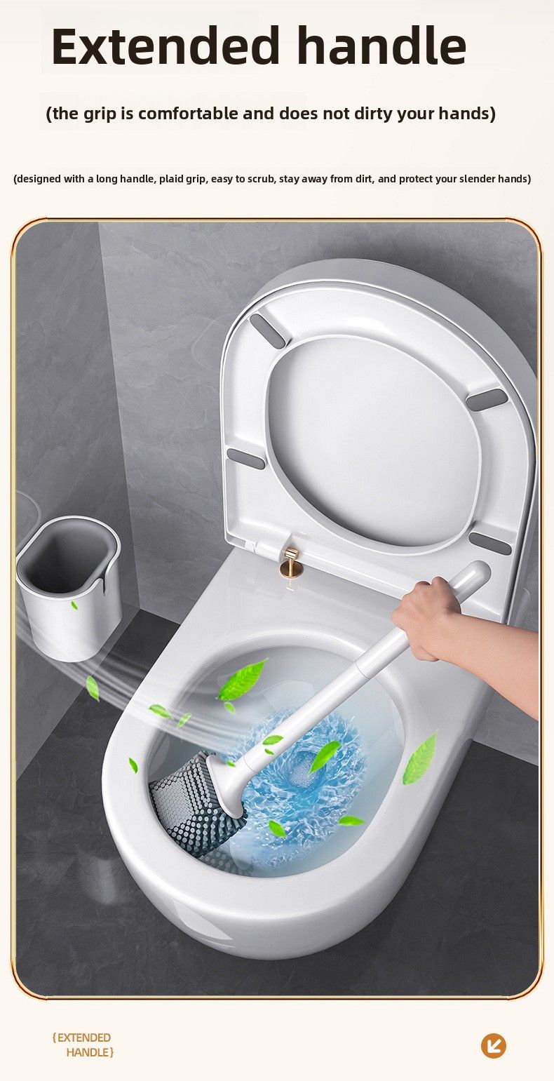 No Dead Angle Household No-Drill Toilet Brush Wall-Mounted Bathroom Silicone Set Cleaning Magic Tool_voghion.com
