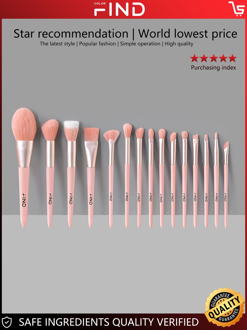 15 rosa Make-up-Pinsel-Set Beauty-Tools FINDCOLOR Geschenk für den Heimgebrauch_voghion.com