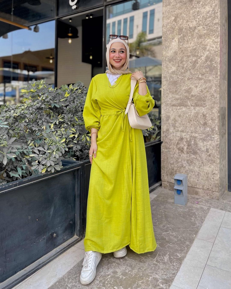 Damenbekleidung Herbst neue Mode lose langärmelige Schnürstrickjacke Robe Kleid_voghion.com