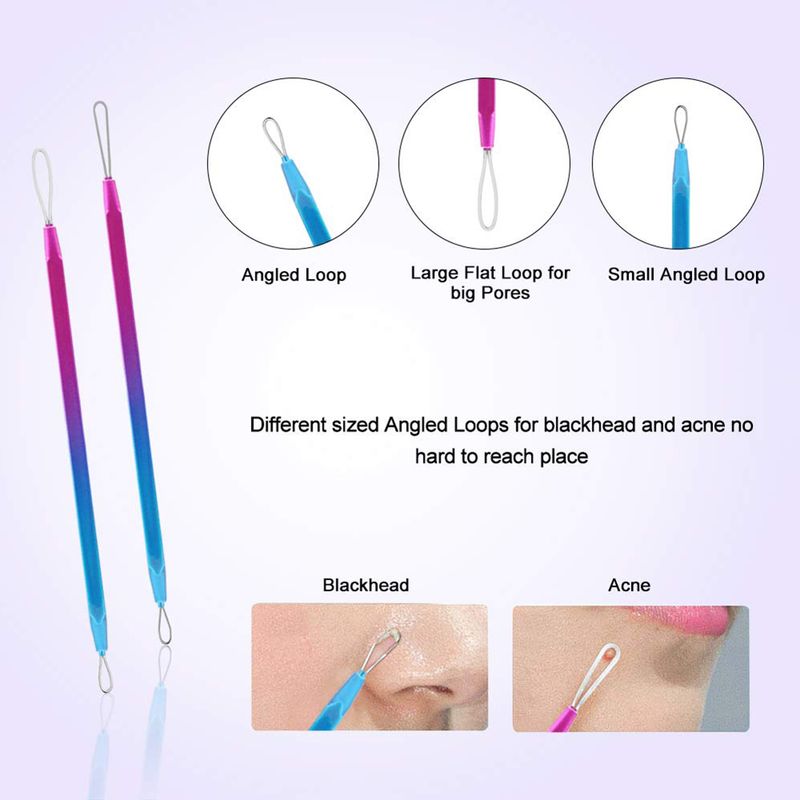 Mini kit de herramientas para eliminar puntos negros, agujas para acné, pinzas y limpiador de poros faciales._voghion.com