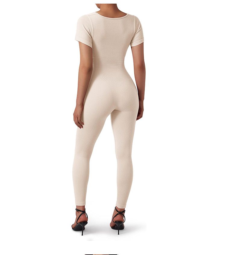 Vêtements pour femmes, nouvelle combinaison à manches courtes avec coussinets de poitrine, vêtements de fitness, combinaison de yoga sans couture_voghion.com