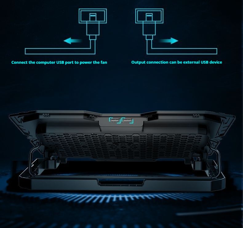 Laptop Cooler 15.6inch Stand Base Pad Air Cooling Gaming Fan Silent Portable_voghion.com