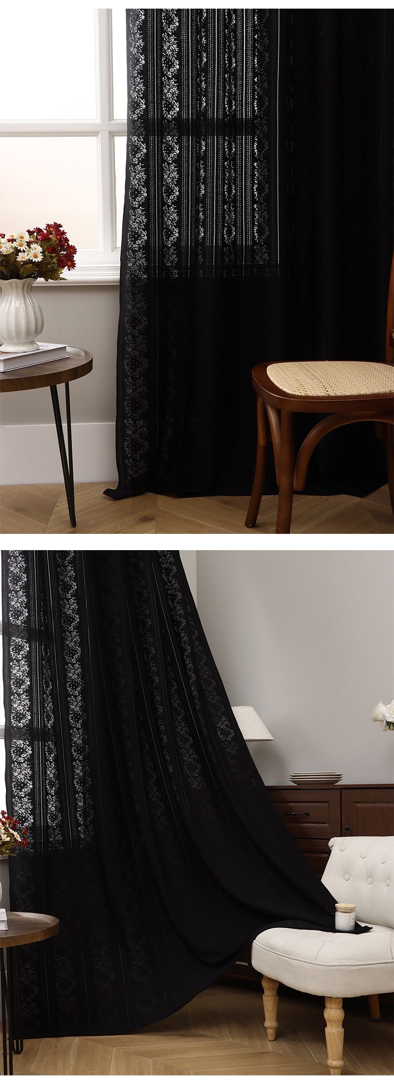 Lace Sheer Curtains - Semi-Sheer Window Drapes For Living Room & Bedroom (Ready-Made, Minimalist Style, Light Filtering With Privacy, 52x84 Inches)_voghion.com