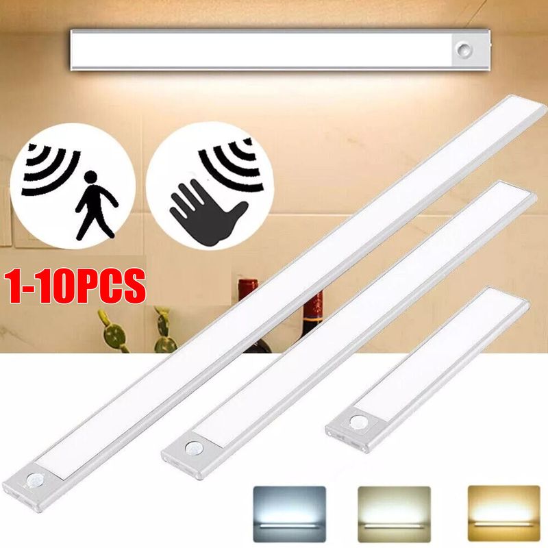 10 stücke Streifen Licht LED PIR Motion Sensor Wireless USB Aufladbare Schrank Schrank_voghion.com