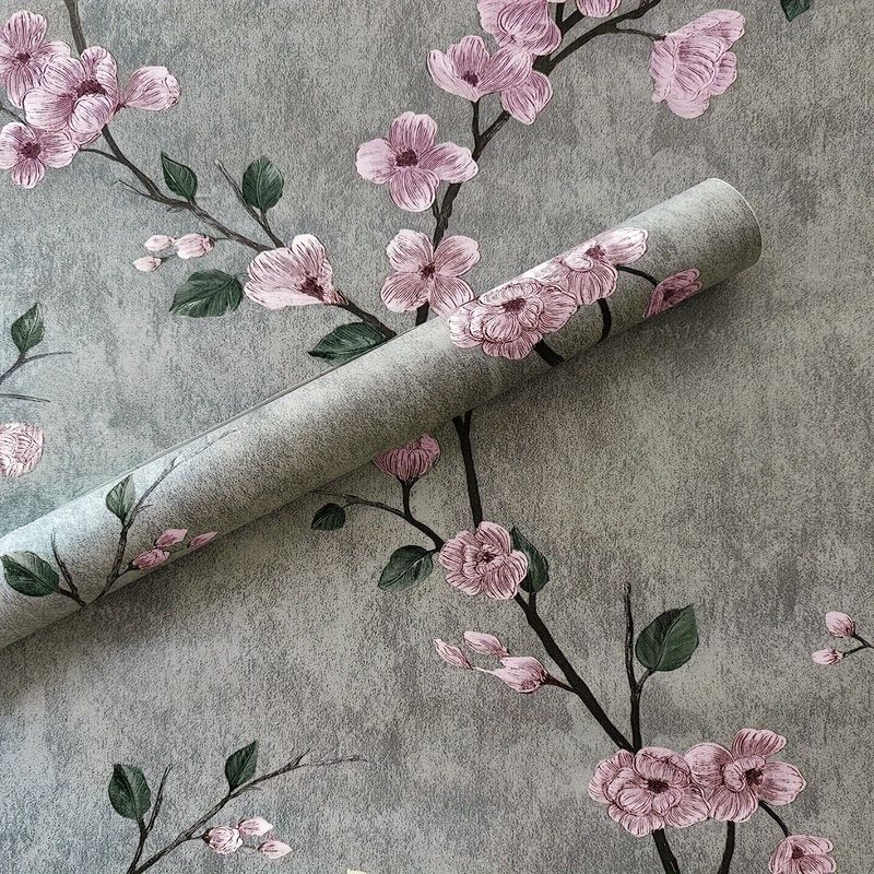 3D-gedruckte smaragdgrüne Blumentapete, feuchtigkeitsbeständiges, selbstklebendes PVC-Papier für den TV-Hintergrund im Schlafzimmer, Wohnzimmer_voghion.com