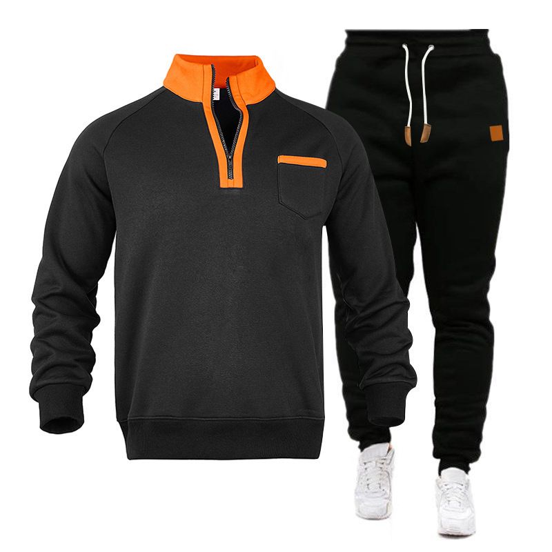 Felpa in pile con collo alto, mezza zip, sportiva e casual, da uomo, autunno inverno_voghion.com