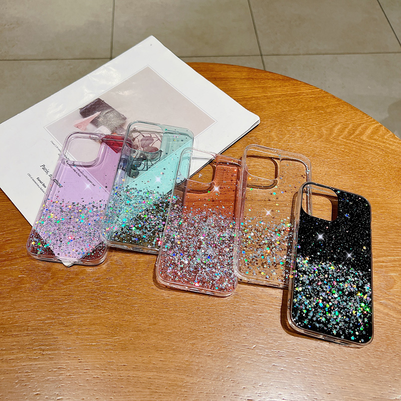 Etui Glitter Star Sequins Clear Case do Redmi Note12 Pro Xiaomi pocoX5 Pro civi2 13lite 12T pro Miękki silikon epoksydowy_voghion.com
