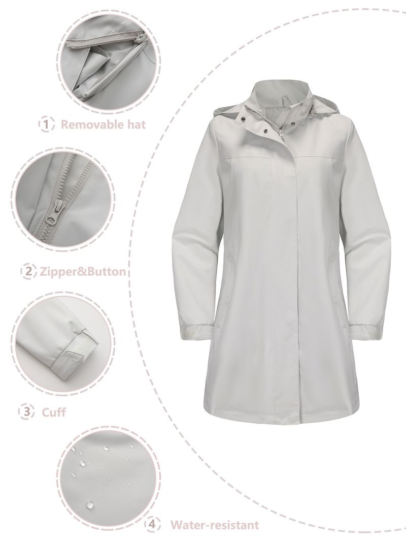 Trench-coat léger et imperméable à capuche amovible pour femme, veste décontractée à manches longues pour le printemps et l'automne, coupe-vent de voyage ample_voghion.com