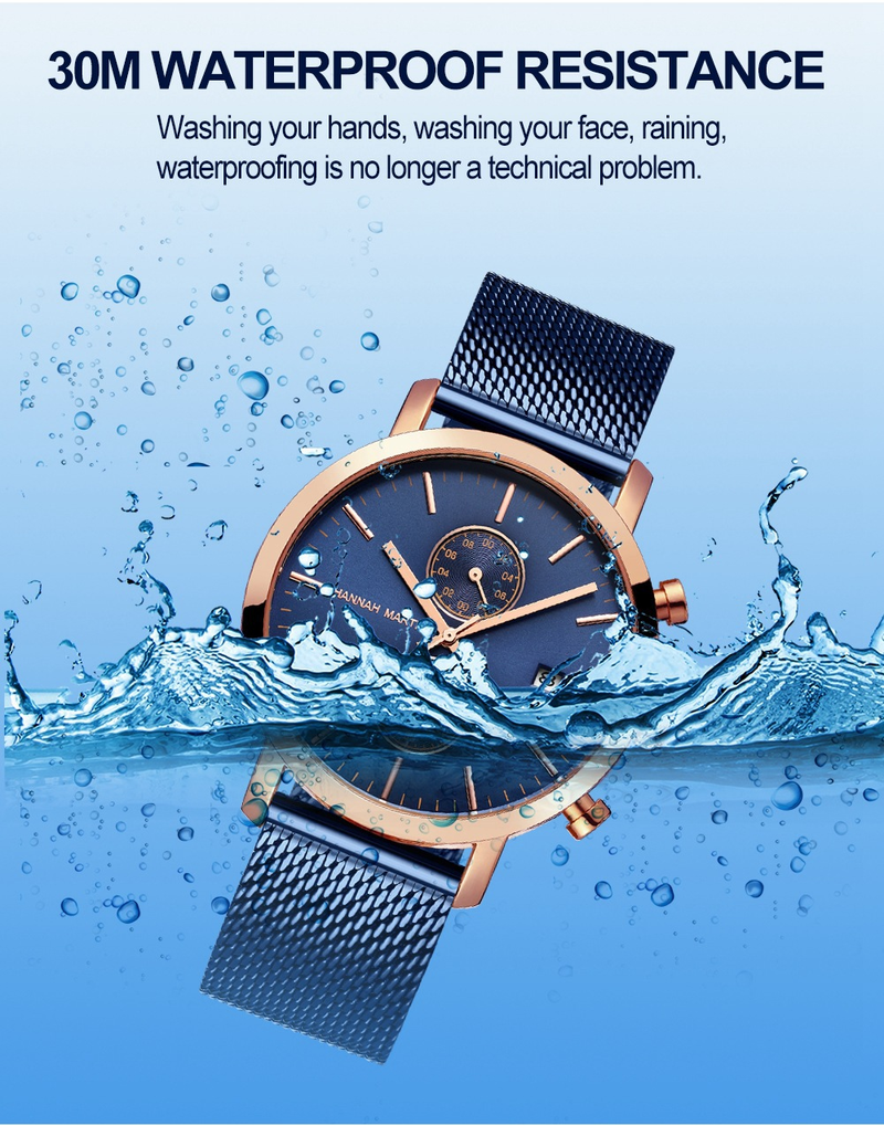 Men's Stainless Steel Waterproof Quartz Watch With Date Function, 44.5mm Round Dial, Mineral Glass, Casual & Business Style_voghion.com