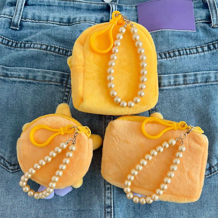 Bolsa de moedas de pelúcia quadrada com estrela de cinco pontas e pés, fone de ouvido redondo portátil, mini bolsa de estudante de desenho animado fofo_voghion.com