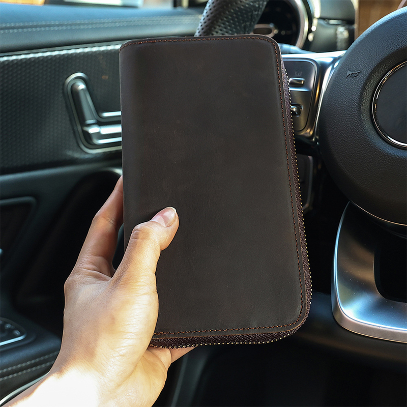 Business Retro lange RFID-Clutch mit großem Fassungsvermögen Herren-Geldscheinklammer aus Leder für Herren_voghion.com