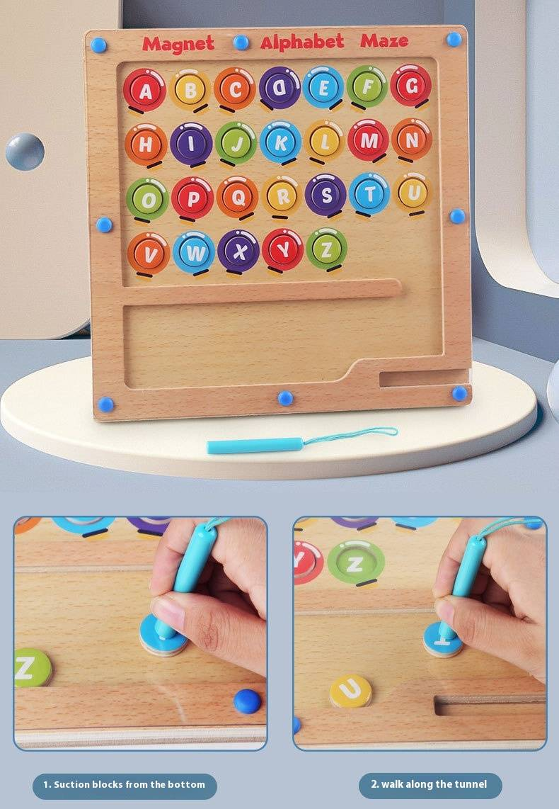 Ahşap Oyuncaklar çocuk bulmaca oyuncakları, dijital renk sınıflandırması, biliş, Montessori öğretim araçları, manyetik kalem hareketi, boncuk yürüyüş labirenti_voghion.com
