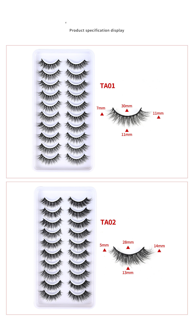 Natural Realistic Black Stem 3D False Eyelashes 10 Pairs Of Thick Multi-pair_voghion.com