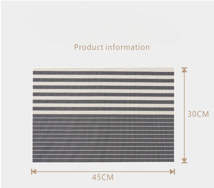 Striped PVC Placemats Heat Resistant Woven Table Mats For Plates Bowls Cups Hotel Restaurant Grade Non-Slip Durable_voghion.com