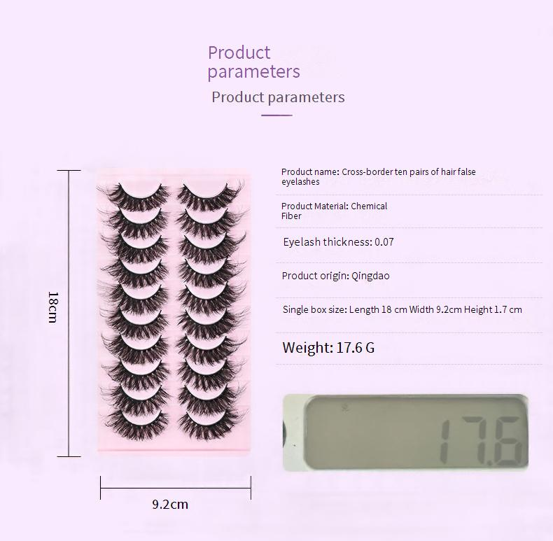 Eyelashes Set 10 Pairs Of False Eyelashes, Thick Three Dimensional Curling, Natural Fit, Artificial Eyelashes_voghion.com