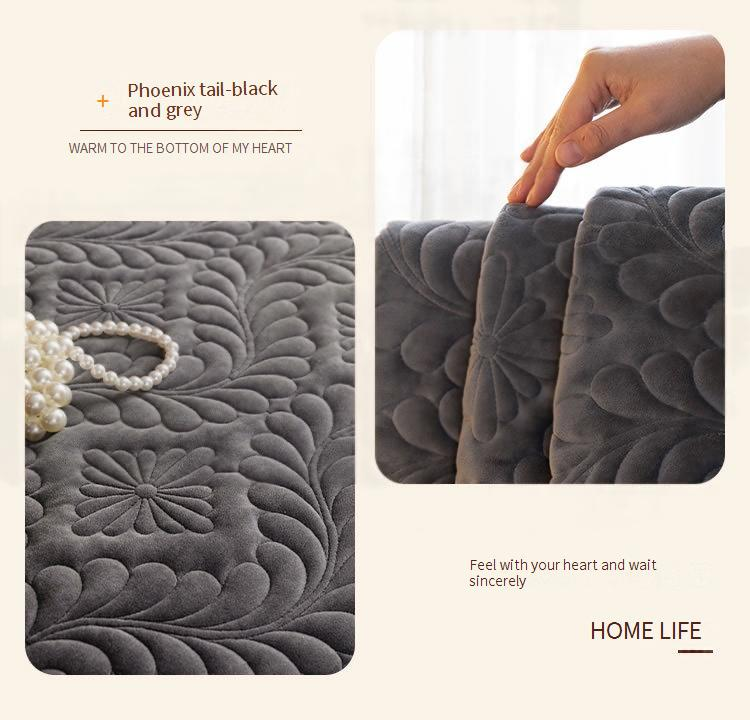 Flannel Sofa Cover - Thick Anti-Slip Cushion Cover For Leather Couches (Milk Velvet Fabric Non-Slip Backing Cozy & Warm Machine Washable)_voghion.com