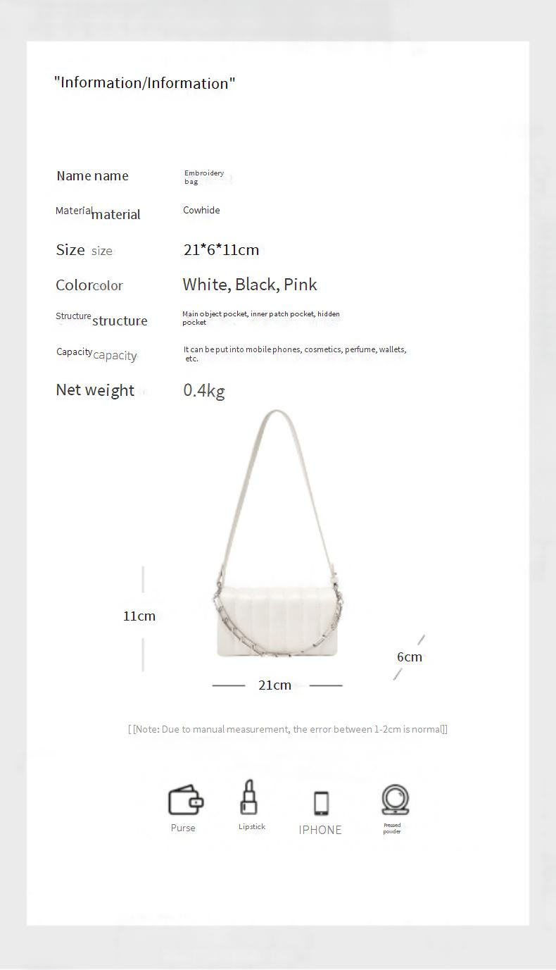 Borsa a tracolla con tracolla a catena in vera pelle – Borsa a tracolla di ispirazione francese (piccola borsa di lusso con finiture dorate, design minimalista)_voghion.com