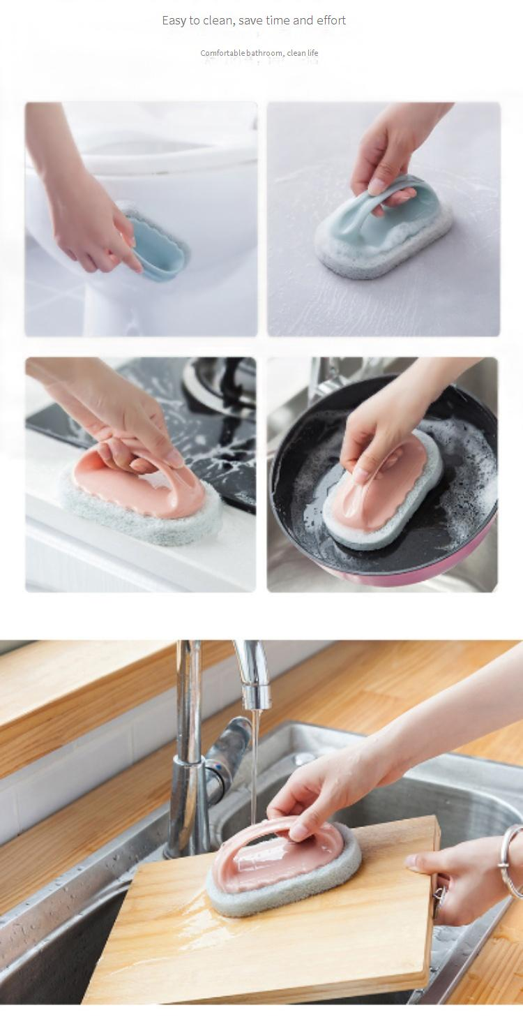 Reinigungsbürste für mehrere Oberflächen – Schrubber mit ergonomischem Griff für Küche, Bad und Fliesen (kratzfester Schwammkopf, spülmaschinenfest)_voghion.com