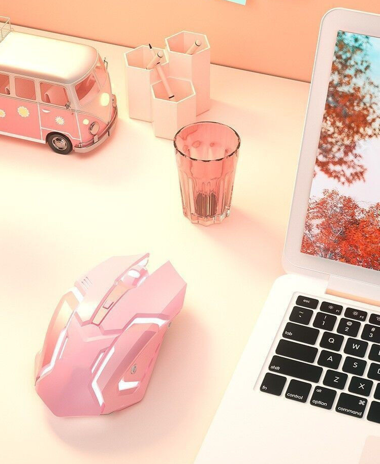 Rechargeable Dual-Mode Wireless Bluetooth Mouse Mechanical E-Sports Gaming Office High-Value Pink Cute For Girls_voghion.com