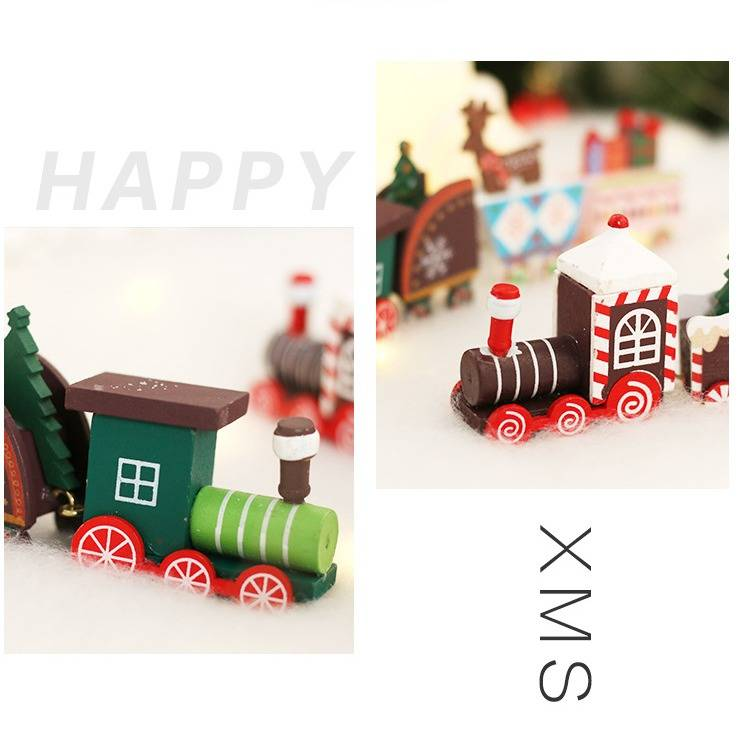 Christmas Hand-Painted Wooden Train Ornament - Festive Holiday Decor For Kids & Home - Unique Gift For Children_voghion.com