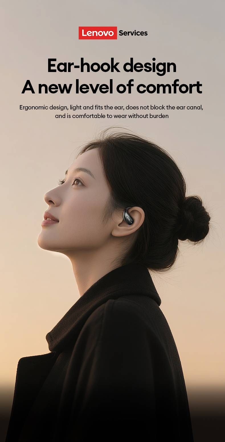 Auriculares Bluetooth originales Lenovo LE505 de conducción ósea 6.0 OWS, auriculares inalámbricos estéreo HIFI, bajos, para música, juegos y deportes._voghion.com