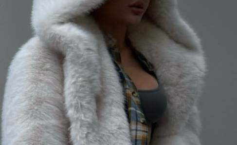 "Elegant Hooded Faux Fur Jacket For Women, Short Plush Coat With Button Detail, Winter & Fall Soft Outerwear_voghion.com