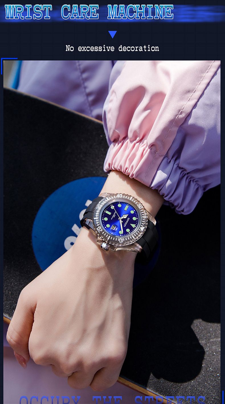 Stylish Unisex Digital Quartz Watch With Calendar, Waterproof & Shockproof, Sporty Silicone Strap Leisure Creative Male And Female Student Watch_voghion.com