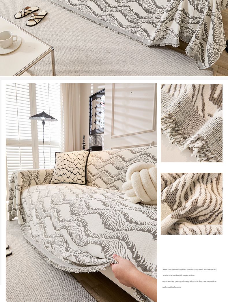 Modern Minimalist Geometric Sofa Cover Throw Blanket - Soft Chenille Fabric, Stylish Protection For Couches And Sectionals_voghion.com
