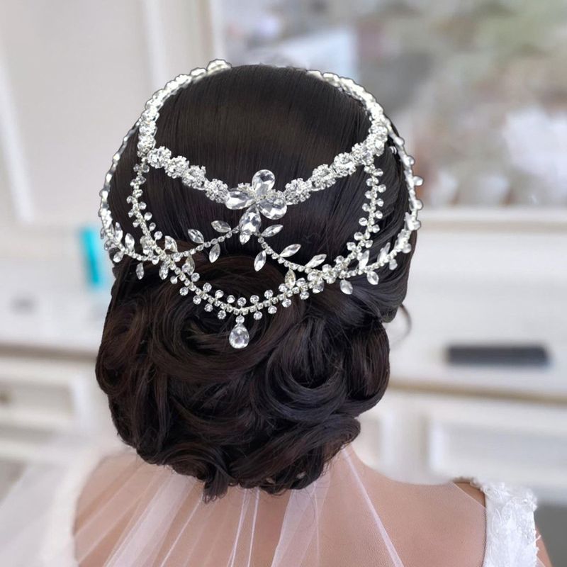 Parrucca da sposa floreale con strass di cristallo e ciondolo a forma di girasole, per donna - Pettine doppio fatto a mano per matrimoni e occasioni speciali_voghion.com