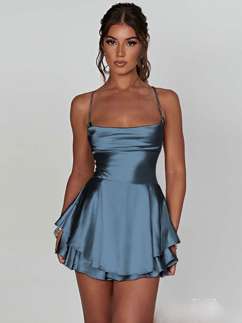 K Sexy Pleated Women's Camisole Dress With Back Drawstring And Strapless Top_voghion.com