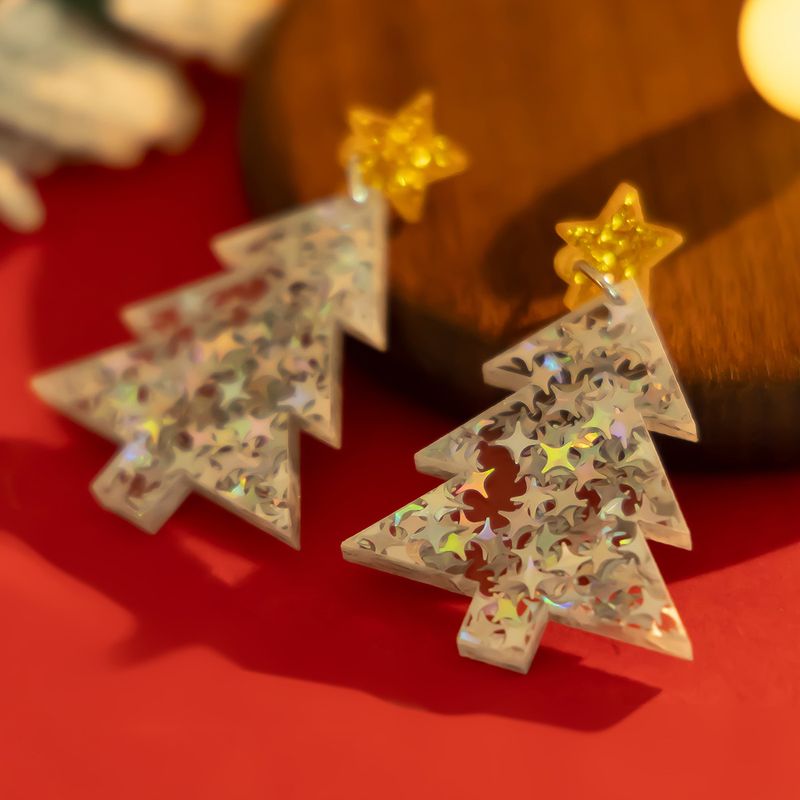 Orecchini di Natale con gioielli europei e americani Orecchini creativi in acrilico Orecchini colorati con temperamento di albero di Natale_voghion.com