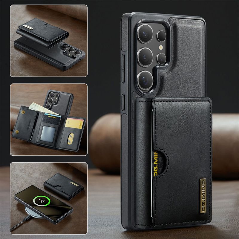Custodia magnetica staccabile 2 in 1 per Samsung Galaxy S25 Edge S24 FE S23 S22 S21 Ultra Portafoglio in pelle con tasca porta carte sul retro_voghion.com