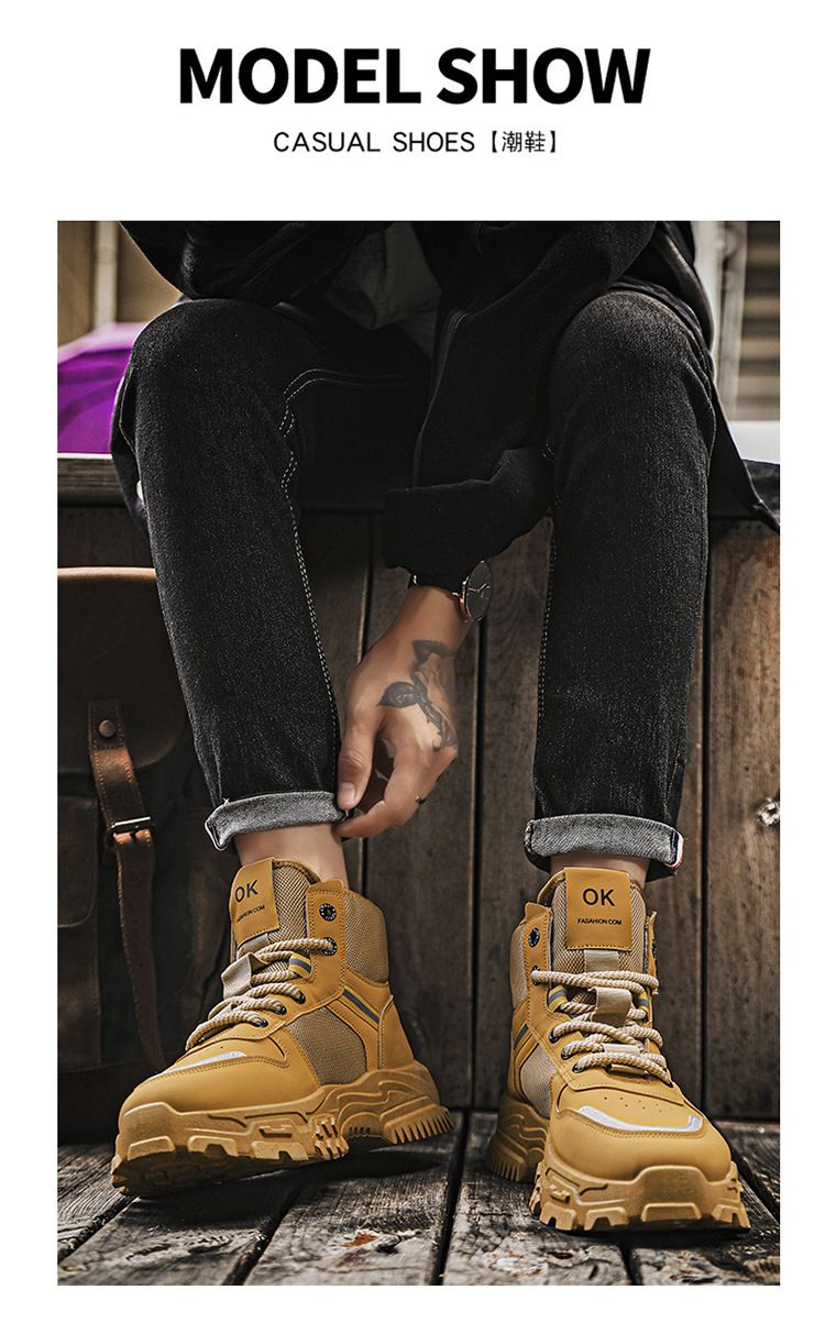 Martin Boots Men's Shoes Retro Tooling Shoes Men's Non-slip Platform Sports Short Boots_voghion.com