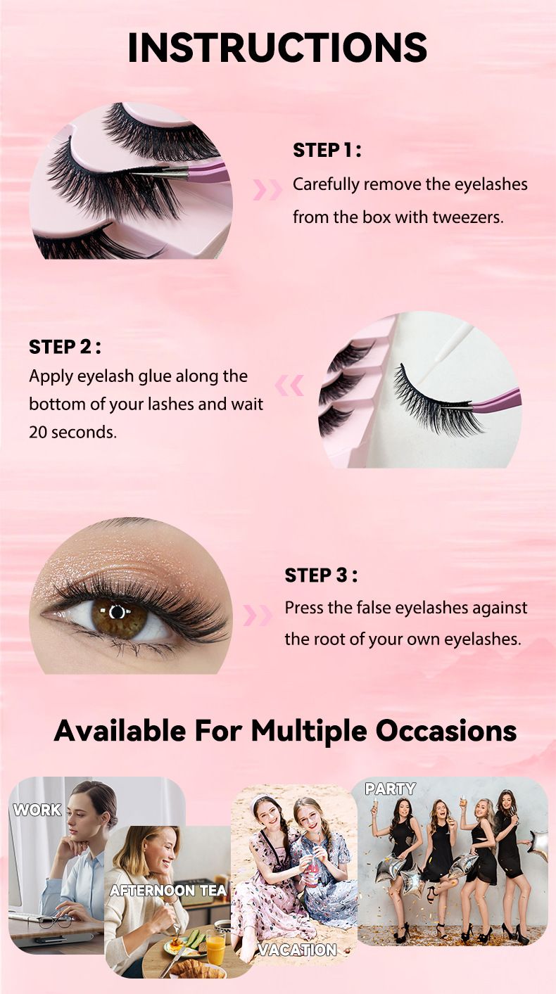 Skew fly fox false eyelashes 7 pairs of eye tail lengthened eyelashes in one piece_voghion.com