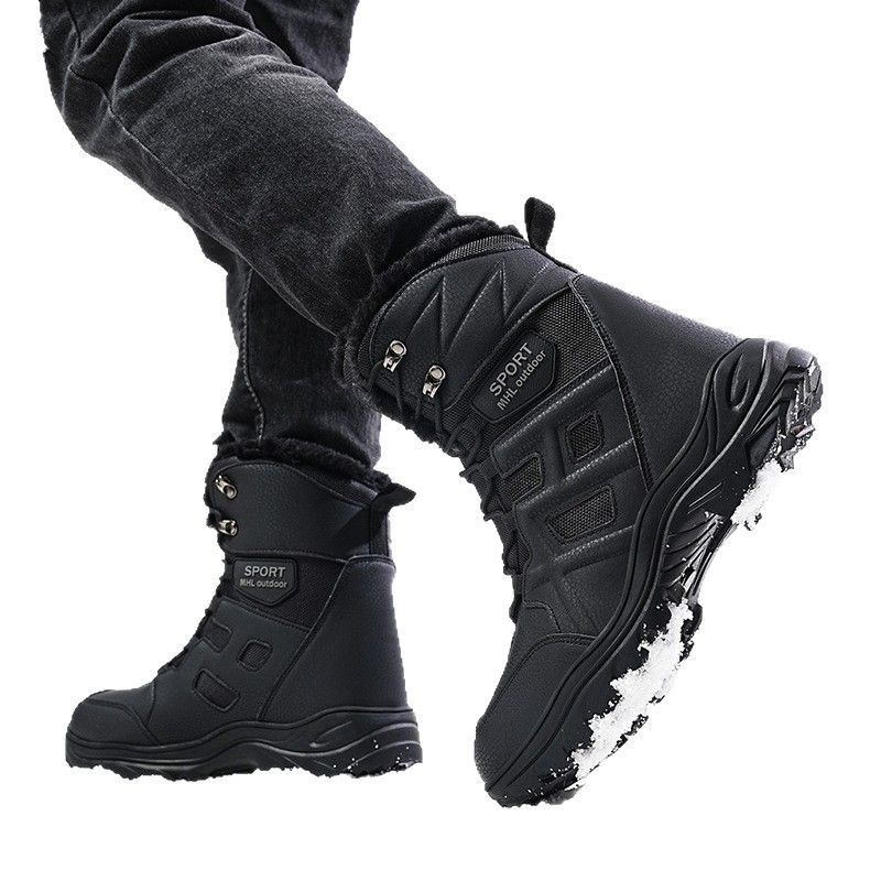 High-top Cold-proof Velvet Thickened Large-size Outdoor Boots Combat Boots Men's Shoes Hiking Shoes Snow Boots_voghion.com