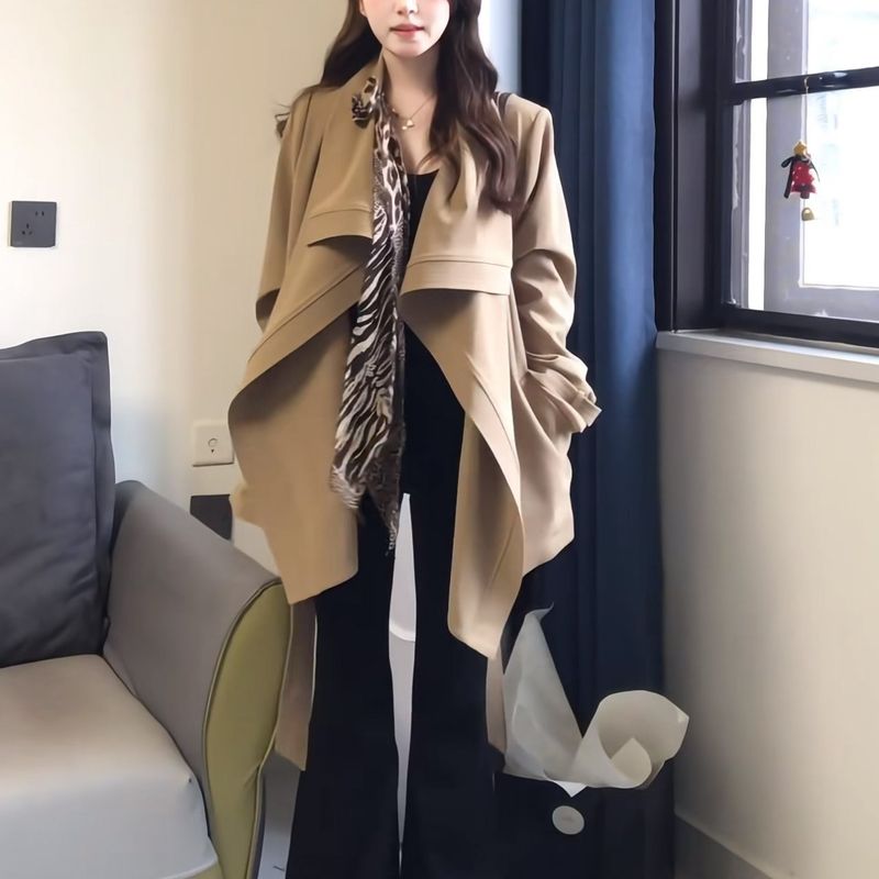 Korean Style New Autumn Khaki Short 2025 Super Beautiful Trench Coat For Petite Women With Design Sense_voghion.com