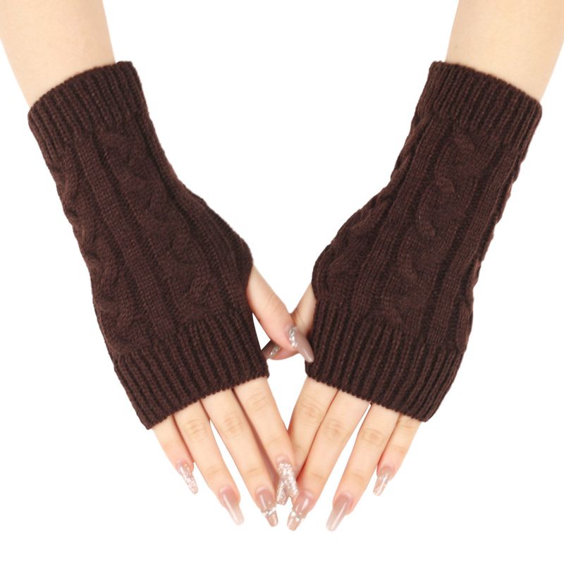 Unisex vlněné rukavice s půl prsty, psaní, hraní, mobilní telefon, pár, krátká manžeta, pletená, teplá, špička prstu_voghion.com