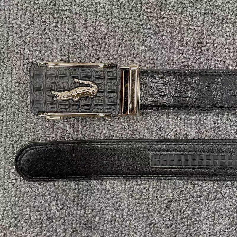 Belt Men's alligator pattern automatic buckle Men's belt Simple casual high-end men's belt_voghion.com