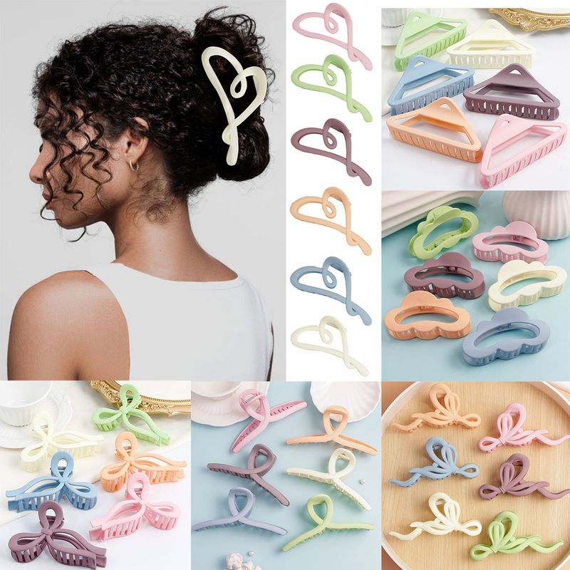 Spring/Summer New Candy-Colored Cute Love Heart Claw Clip - Triangle Streamer Bowknot Cross Updo Shark Clip_voghion.com