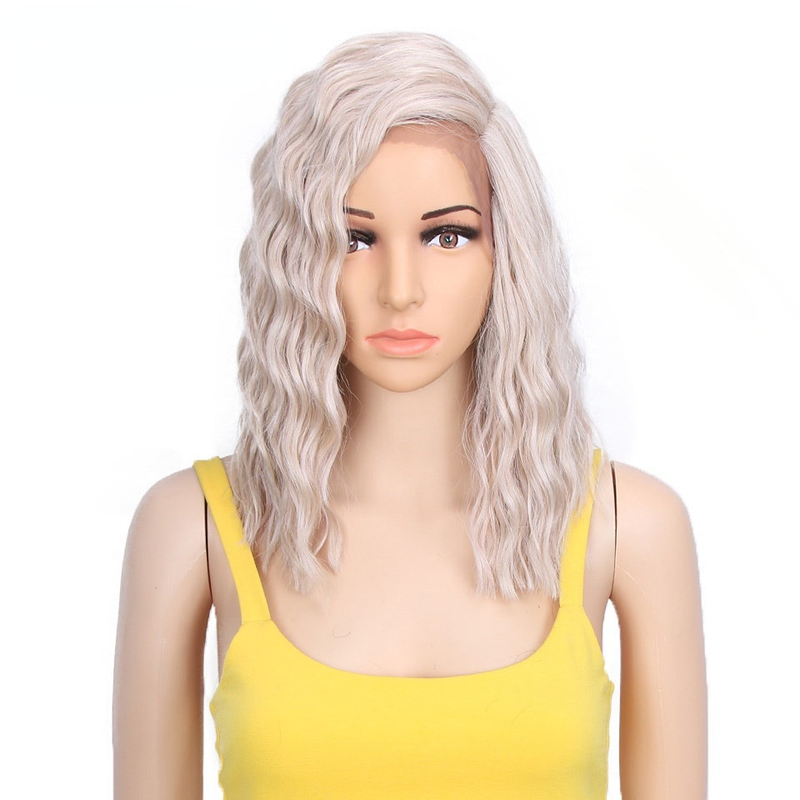 Rebecca peruk 14 inç uzunluğunda kıvırcık saç rengi dantel peruk ön dantel kimyasal elyaf peruk_voghion.com