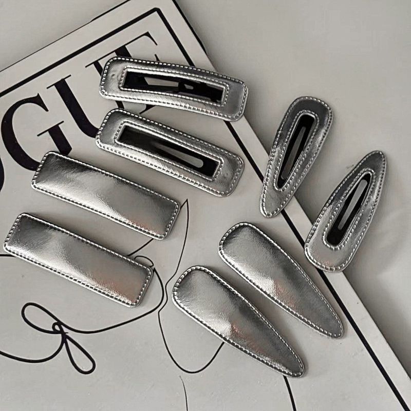 Clip plateado para mujer, flequillo de metal con forma de lágrima, horquilla, accesorio para el cabello_voghion.com