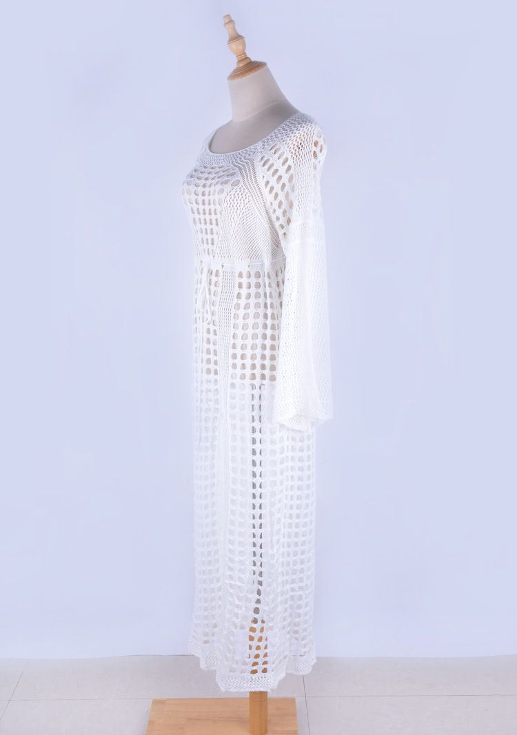 Abbigliamento da donna, sexy, in maglia cava, da spiaggia, sexy, in pizzo, in maglia, da spiaggia, abito a maniche lunghe, con spacchi laterali, costume da bagno, copricostume trasparente per donna_voghion.com