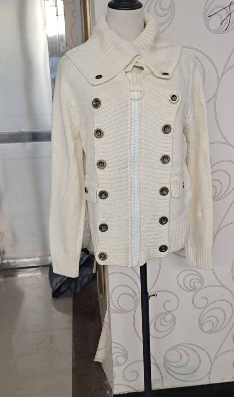 Women's Fashion Stand Collar Zipper Slim Sweater Women's Solid Color Button Up Top_voghion.com