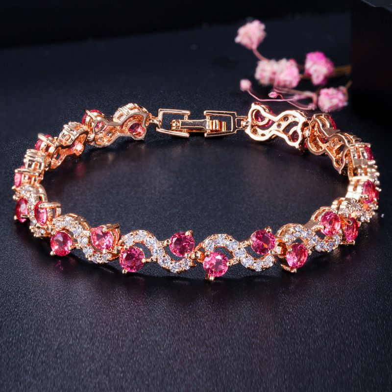 Bracciale versatile in rame ecologico con zirconi galvanizzati e delicati intarsiati con diamanti_voghion.com