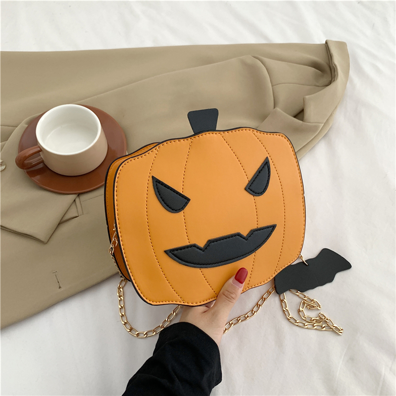 Super fuoco parodia zucca pipistrello pu borsa a tracolla divertente divertente personalità stereoscopica borsa a tracolla del fumetto ragazza_voghion.com