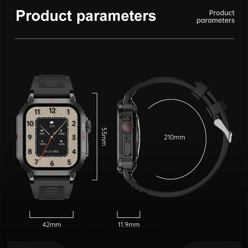 DK66 Smart Watch 1,95 inch Smartwatch Fitness Hardloophorloge Bluetooth Temperatuurbewaking Stappenteller Gespreksherinnering Compatibel met Android iOS_voghion.com