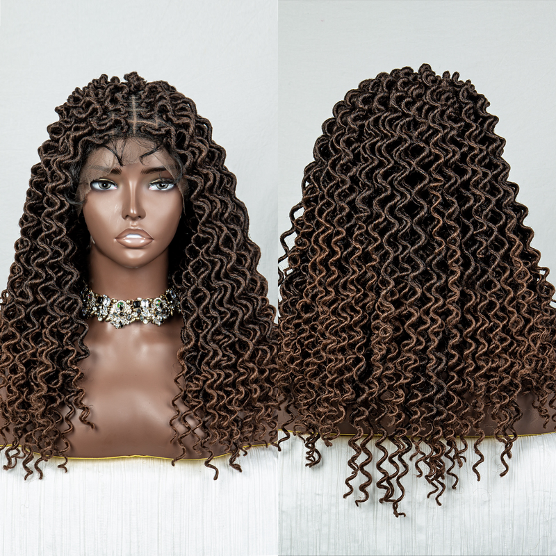 Perucă sintetică împletită din dantelă, lungime medie, 18 inch, 9*6, bucată mare de dantelă împletită manual, potrivită pentru purtare zilnică la petreceri_voghion.com