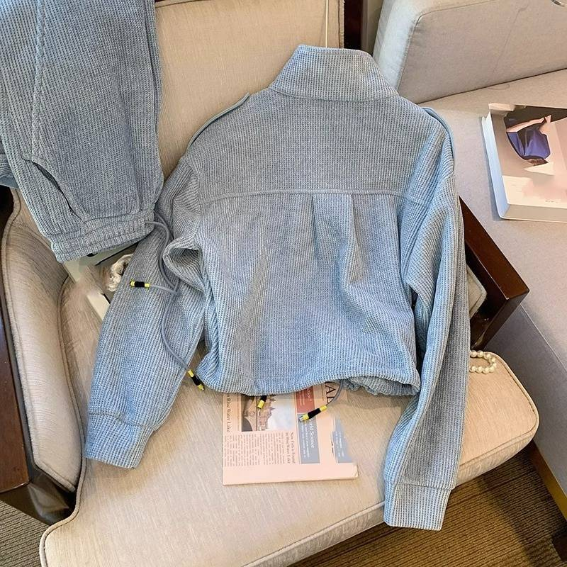 Women's Clothing Gray sports casual suit high-end age-reducing two-piece suit_voghion.com