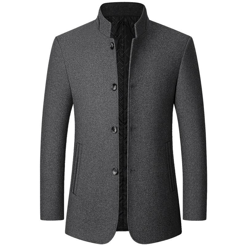 Men's Autumn And Winter Woolen Jacket Stand Collar Coat Middle-aged Men's Father Woolen Coat_voghion.com