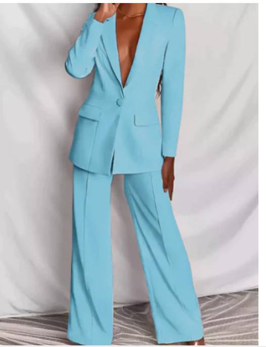 Costum de afaceri cu temperament la modă pentru femei, culoare solidă, nou, pantaloni de costum senior_voghion.com